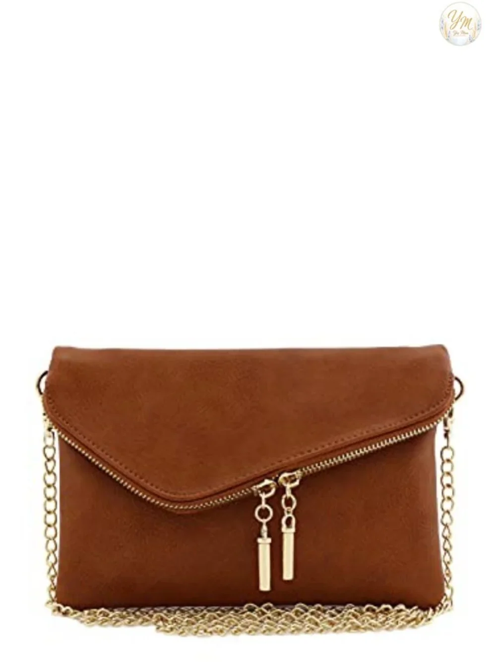 Envelope Wristlet Clutch Crossbody Bag with Chain Strap Faux Leather